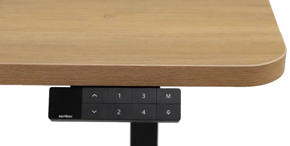 Výškovo nastaviteľný elektrický stôl BestBerg BBAT-16BWD / rozmer 160x80 cm / výška 85-130 cm / čierna/drevo