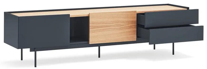 TV stolík v dekore duba v antracitovo-prírodnej farbe 180x45 cm Otto – Teulat