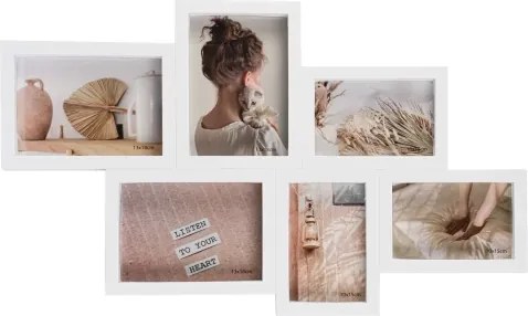 Fotorámik pre 6 ks foto Becca 60x36,5 cm, biely%