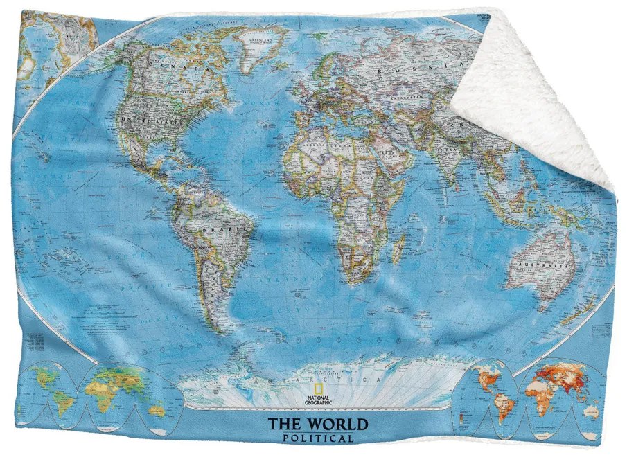 Deka Mapa sveta (Rozmer: 150 x 120 cm, Podšitie baránkom: ÁNO)