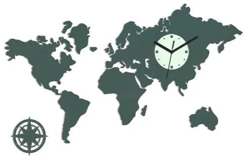 3D nalepovacie hodiny Continents šedé