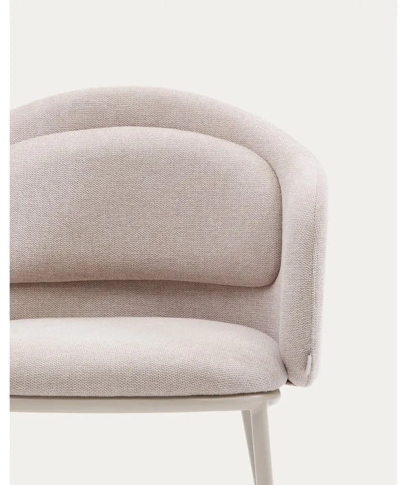 Béžové čalúnené jedálenské kreslo s podrúčkami Minda – Kave Home