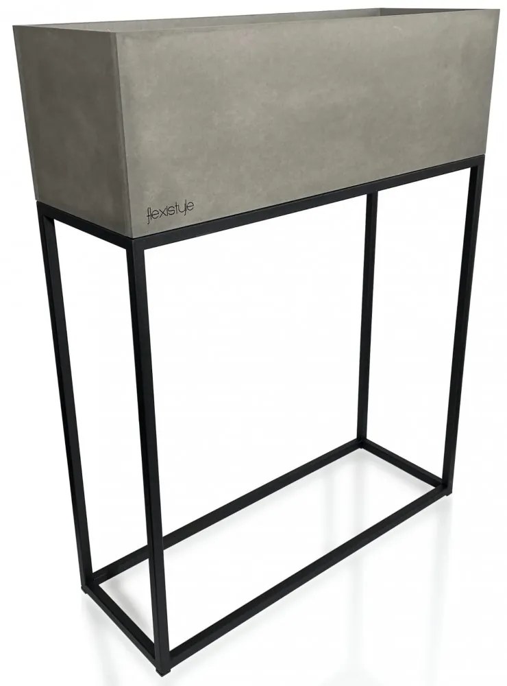 Kovový vysoký kvetináč v šedej farbe s hladkým povrchom LOFT FIORINO 62X22X80 cm