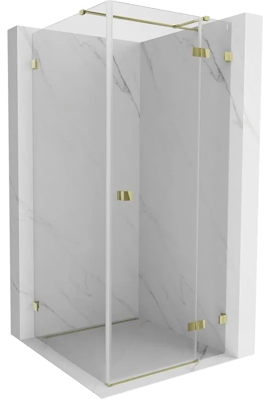 Mexen Lunar T, výklopný sprchový kút pravý 120 x 120 cm, 8mm číre sklo, zlatý profil, 834T-120-120-50-00-P
