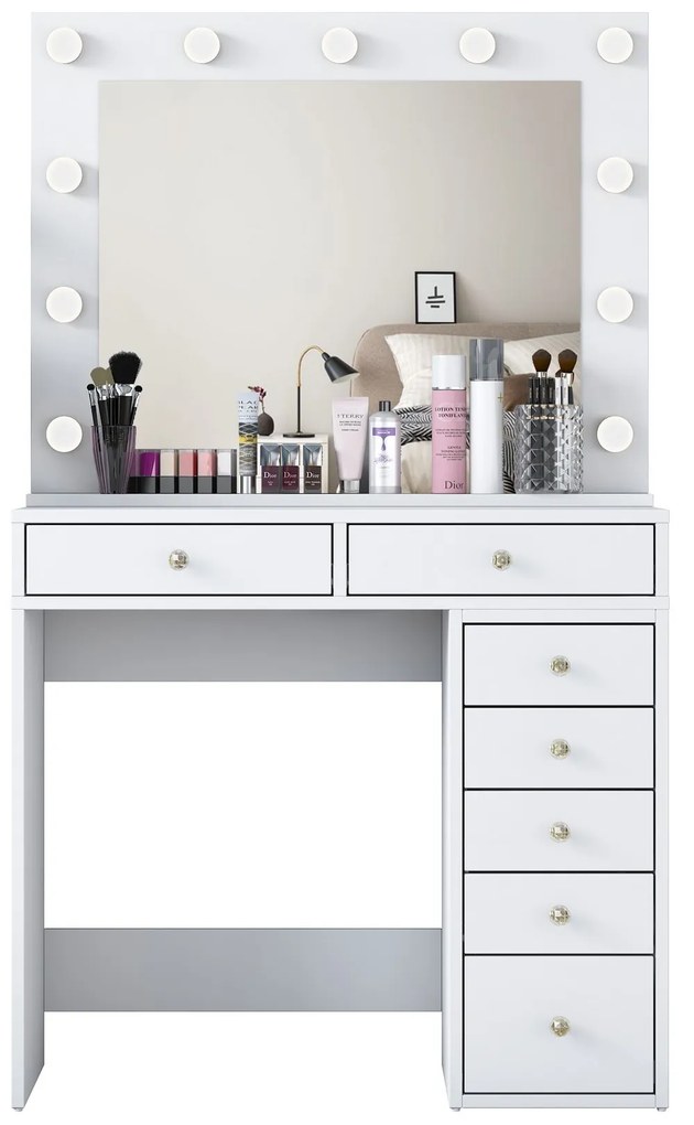 Toaletný stolík Melissa 03 s LED zrkadlom biely