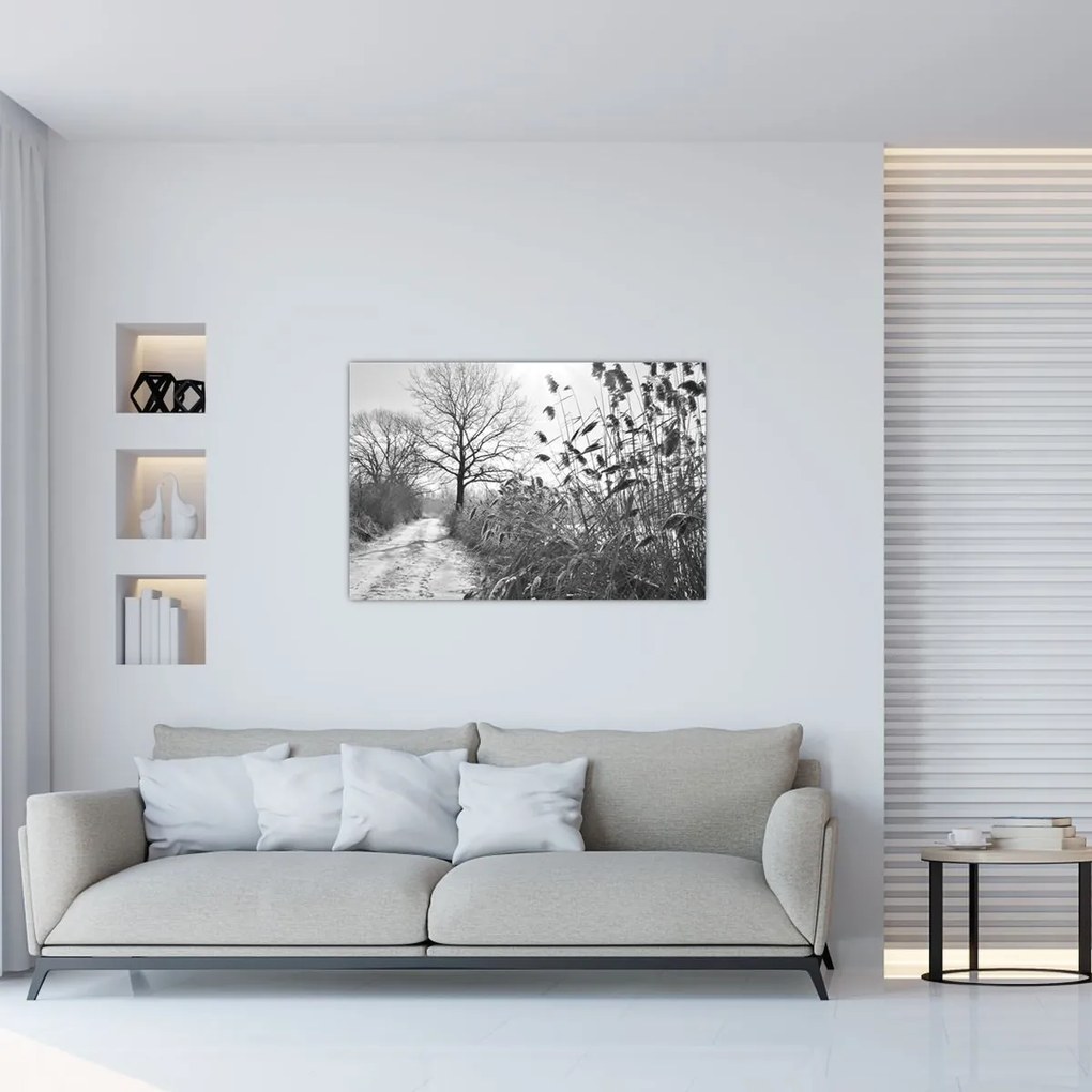 Obraz - Pole v zime (90x60 cm)