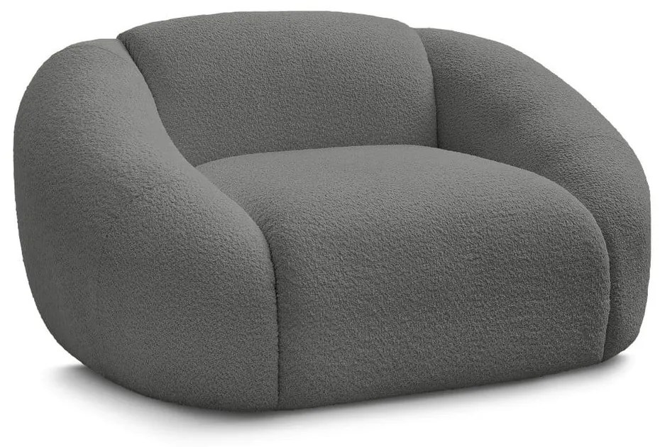 Sivé kreslo z textílie bouclé Tina – Bobochic Paris