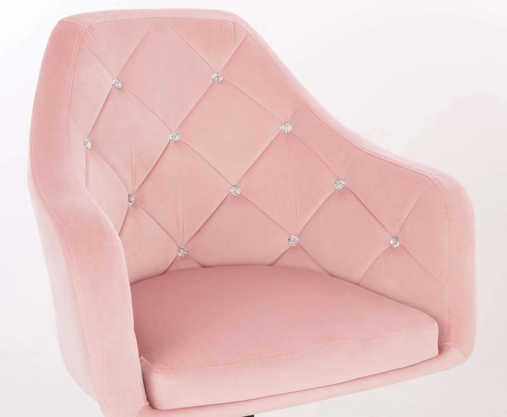 LuxuryForm DESIGN Kreslo ROMA VELUR na čiernej podstave s kolieskami - svetlo ružové
