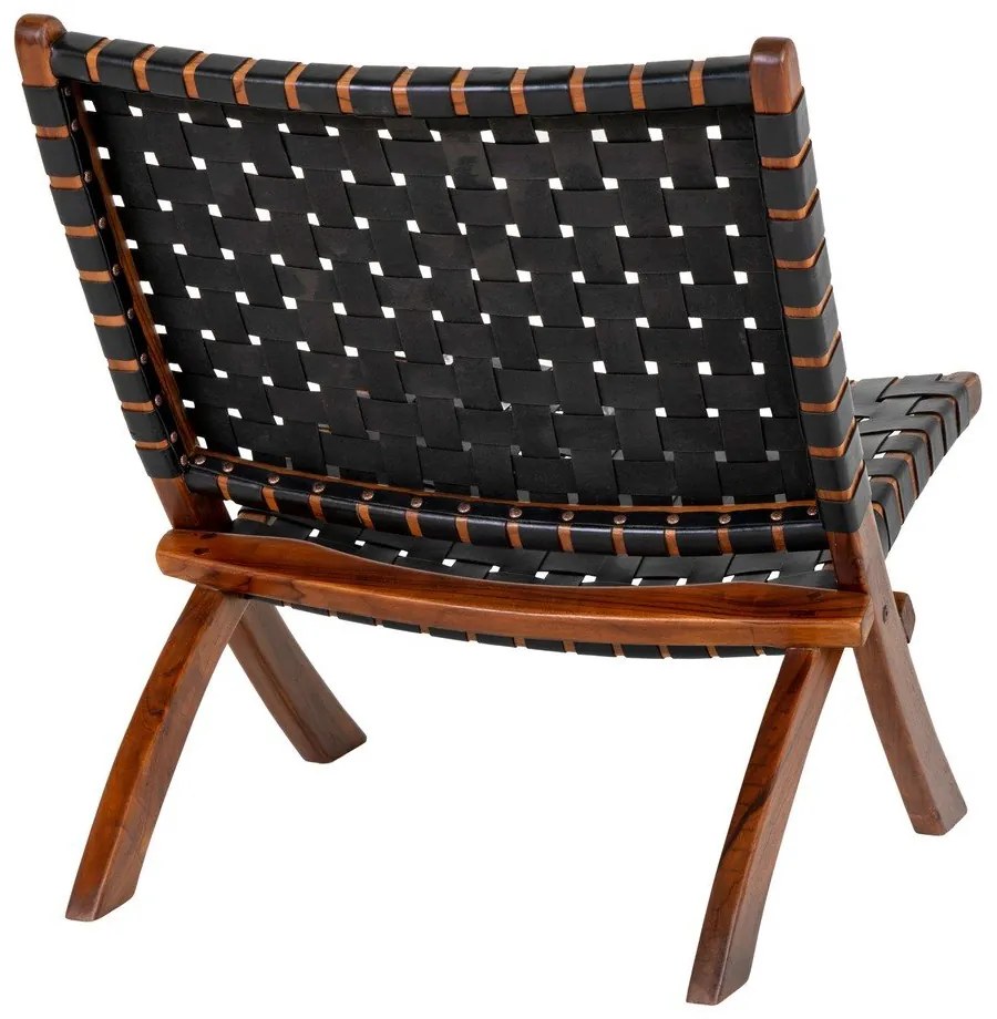 Čierne kožené kreslo s výpletom Perugia - House Nordic