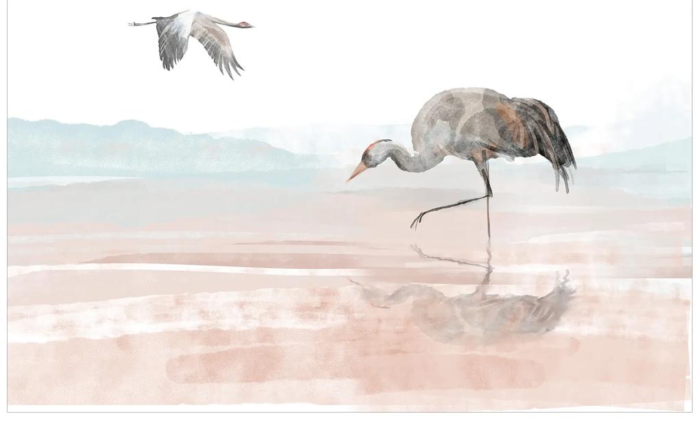 Artgeist Fototapeta - Cranes Over the Water Veľkosť: 98x70, Verzia: Samolepiaca