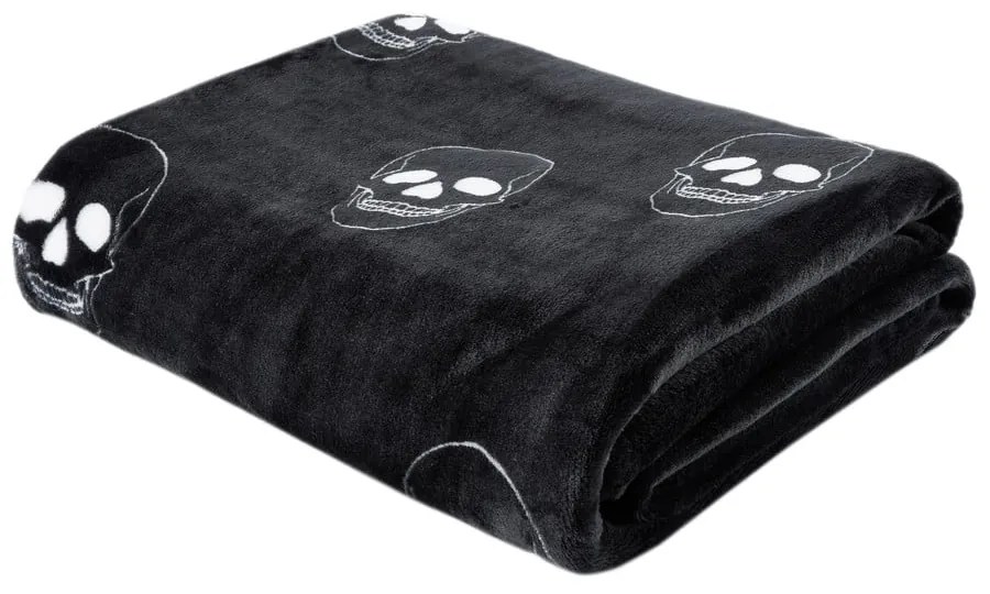 Tmavosivá detská deka z mikroplyšu 130x170 cm Skulls – Catherine Lansfield