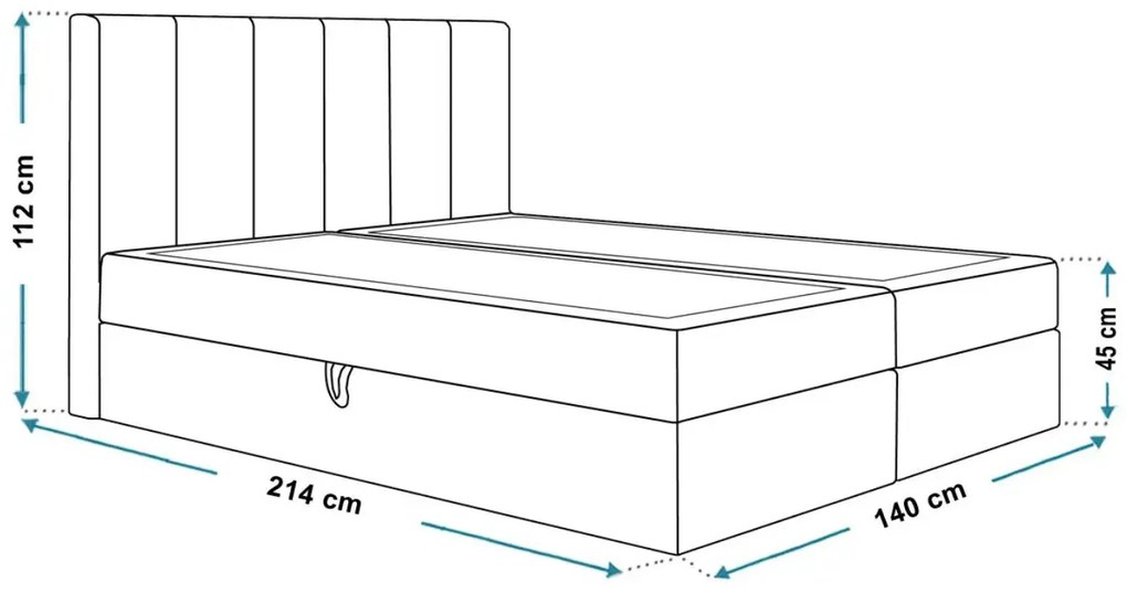 Kontinentálna manželská posteľ KIMBERLEY 140 x 200 cm