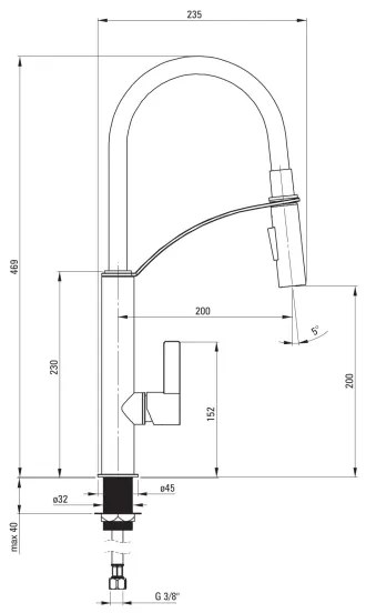 Deante BGB_B720 - Kuchynská batéria GERBERA čierna/chróm s flexibilným ramienkom