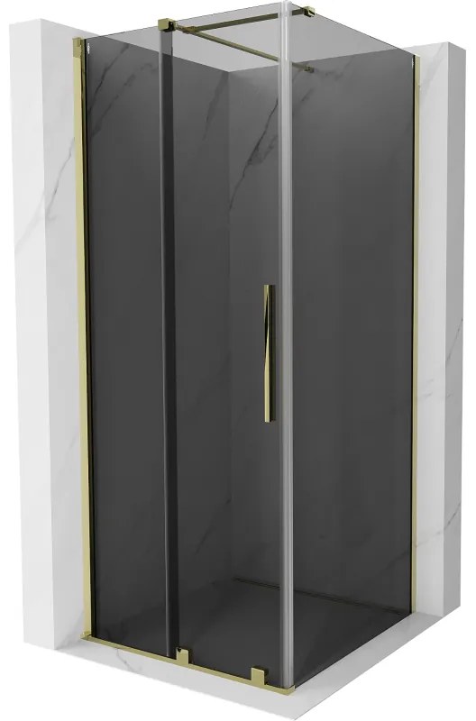 Mexen Velar, sprchový kút s posuvnými dverami 120 x 120 cm, 8mm šedé sklo, zlatá lesklá, 871-120-120-41-50
