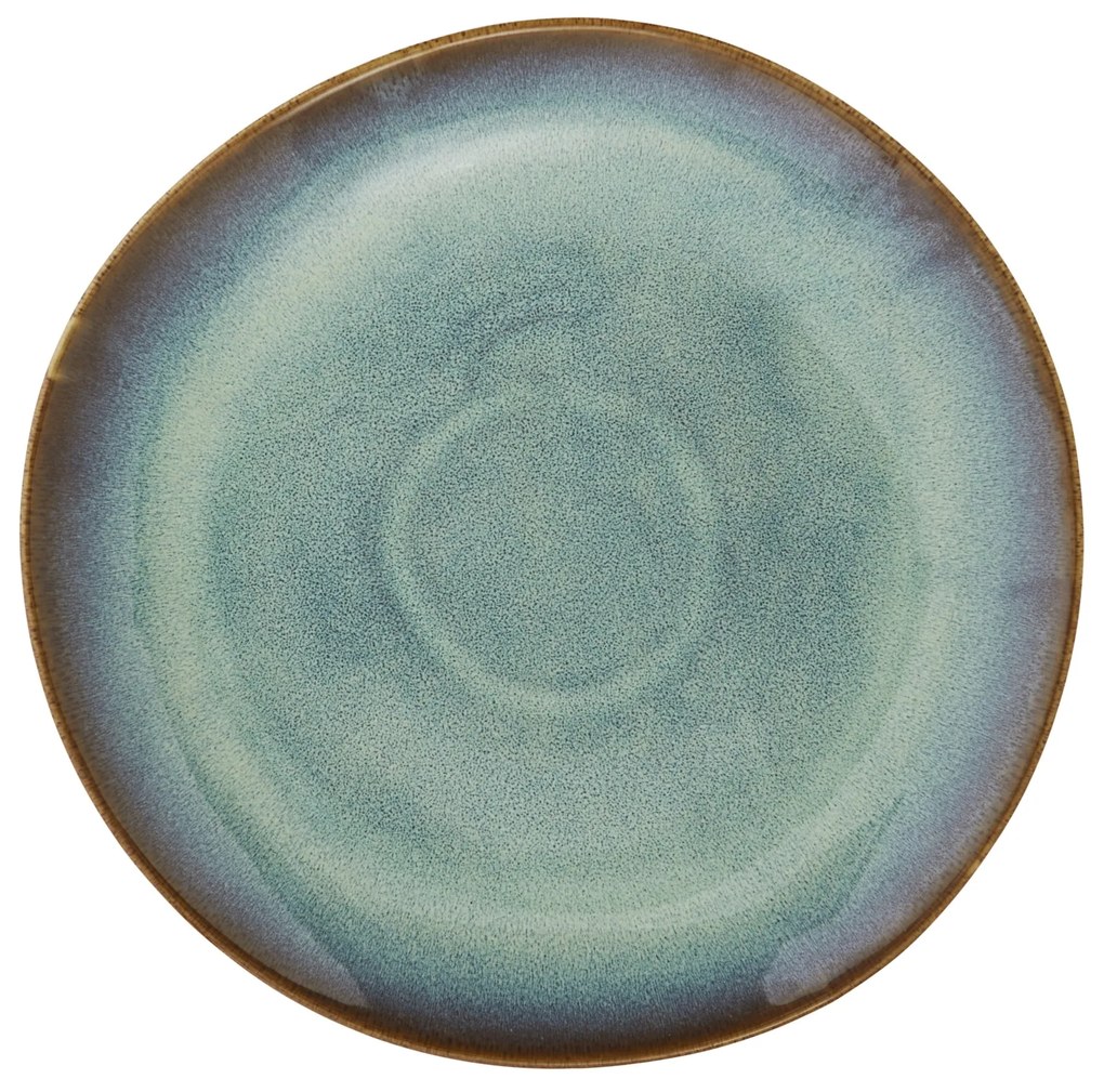 MADAM STOLTZ Veľký kameninový tanier Green Reactive Glaze Ø 27 cm