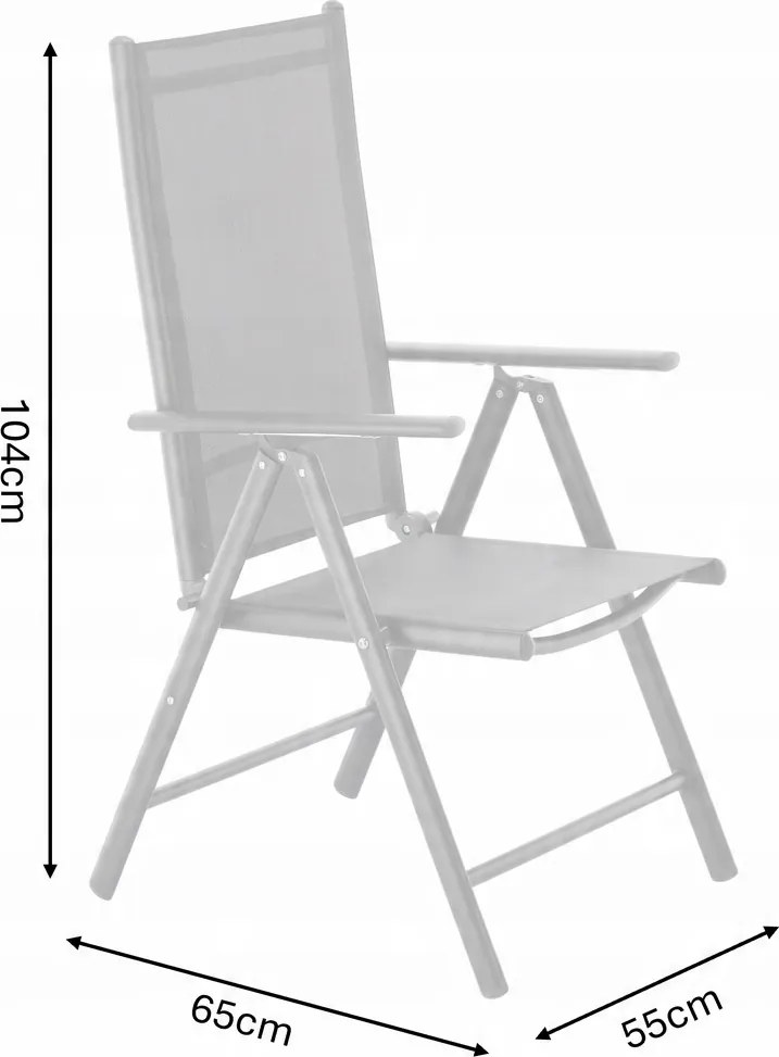 CH Polohovateľná záhradná hliníková stolička Glam II - tmavosivá