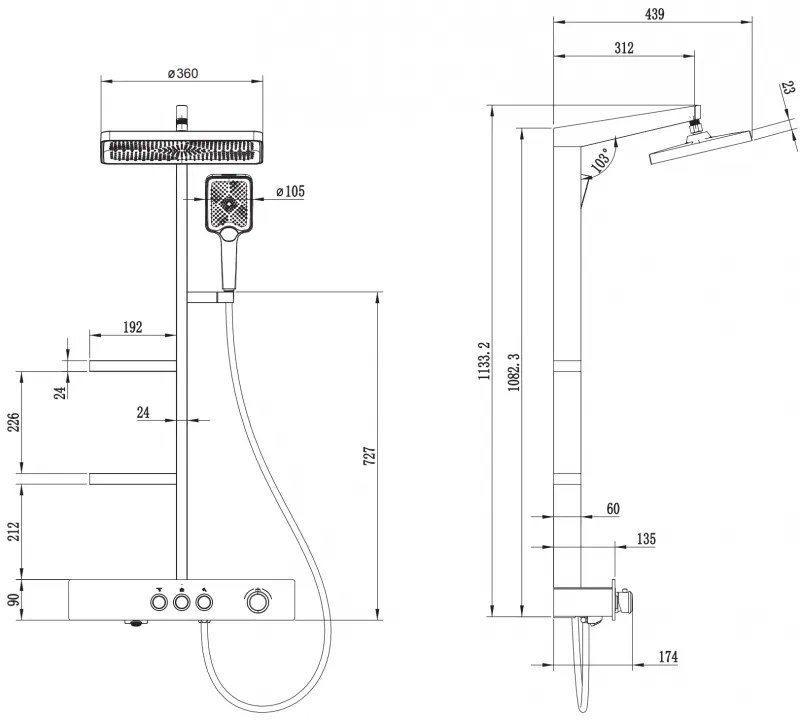 Mexen Saxx, sprchová sada s ručnou a dažďovou hlavicou, biela, 78102-20