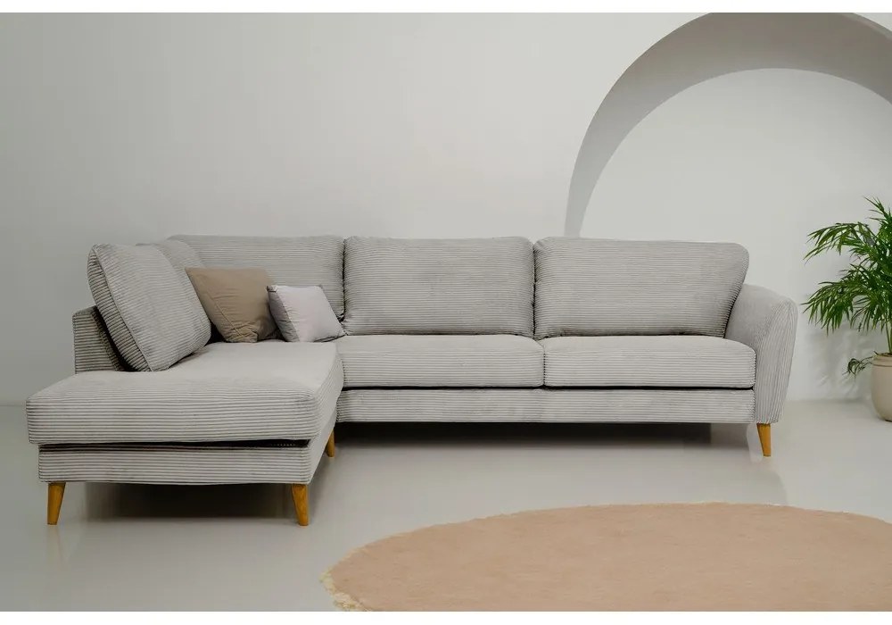 Svetlosivá menčestrová rohová pohovka (ľavý roh) Paris – Scandic