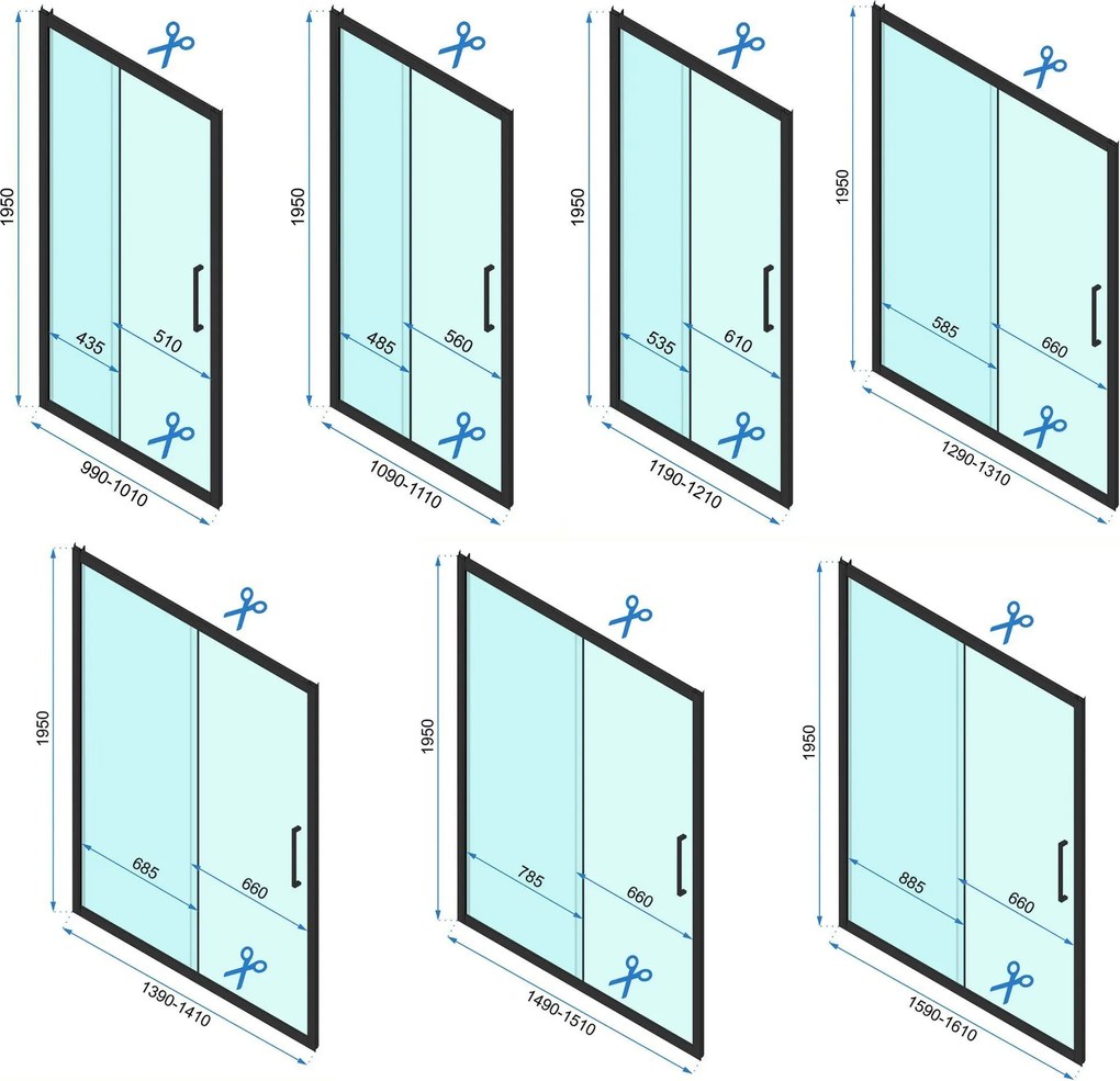 Rea Rapid Slide, 3-stenný sprchovací kút s posuvnými dverami 160(dvere) x 100(stena) x 195 cm, 6mm číre sklo, zlatý matný profil, KPL-09581