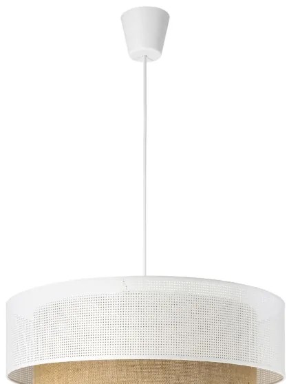Závesný luster BORHO na lanku 1xE27/60W/230V pr. 50 cm biela/juta