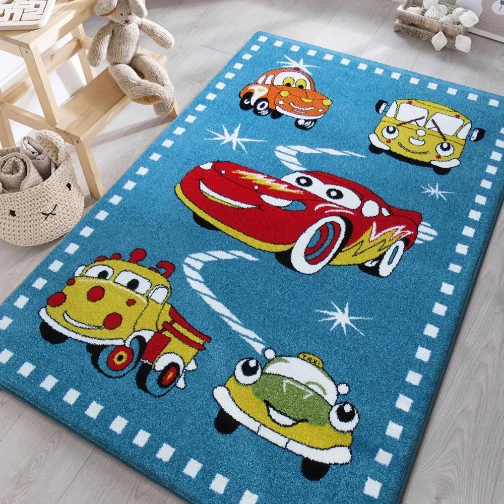 DomTextilu Modrý detský koberec s autíčkami 19683-135512
