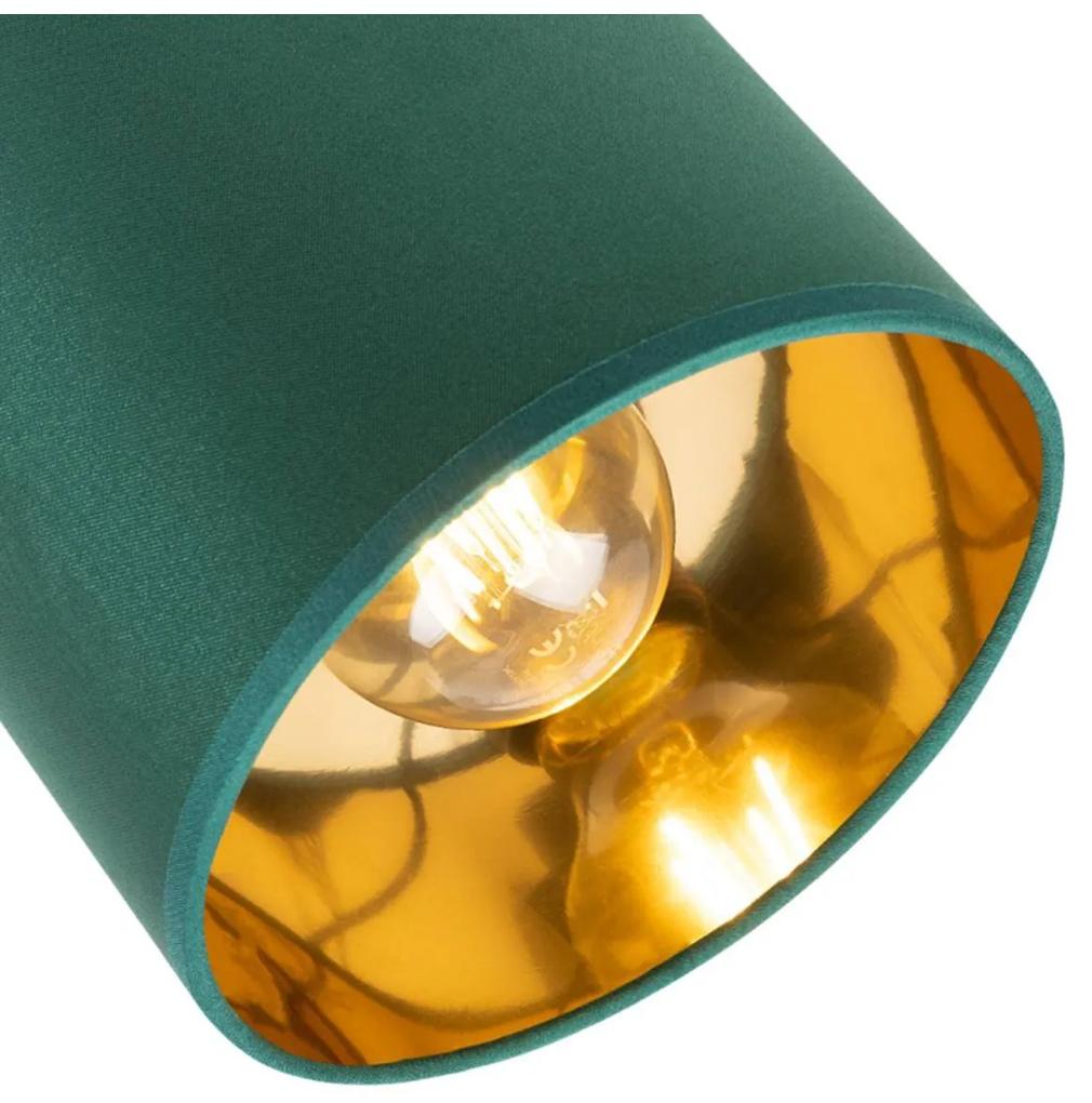 Stropné svietidlo GAMA, 3x zelené textilné tienidlo, (možnosť polohovania), O