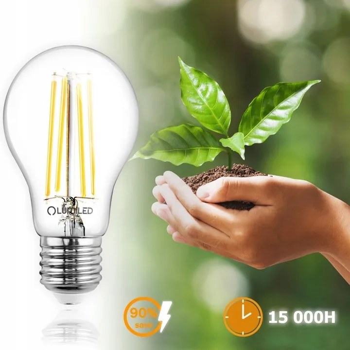 LED žiarovka E27 A60 8W = 75W 1055lm 4000lm Neutrálne 360° vlákno LUMILED