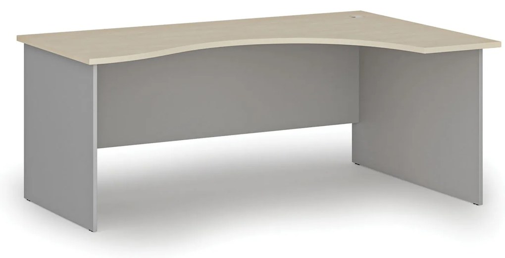 Ergonomický kancelársky písací stôl PRIMO GRAY, 180x120 cm, pravý, sivá/breza