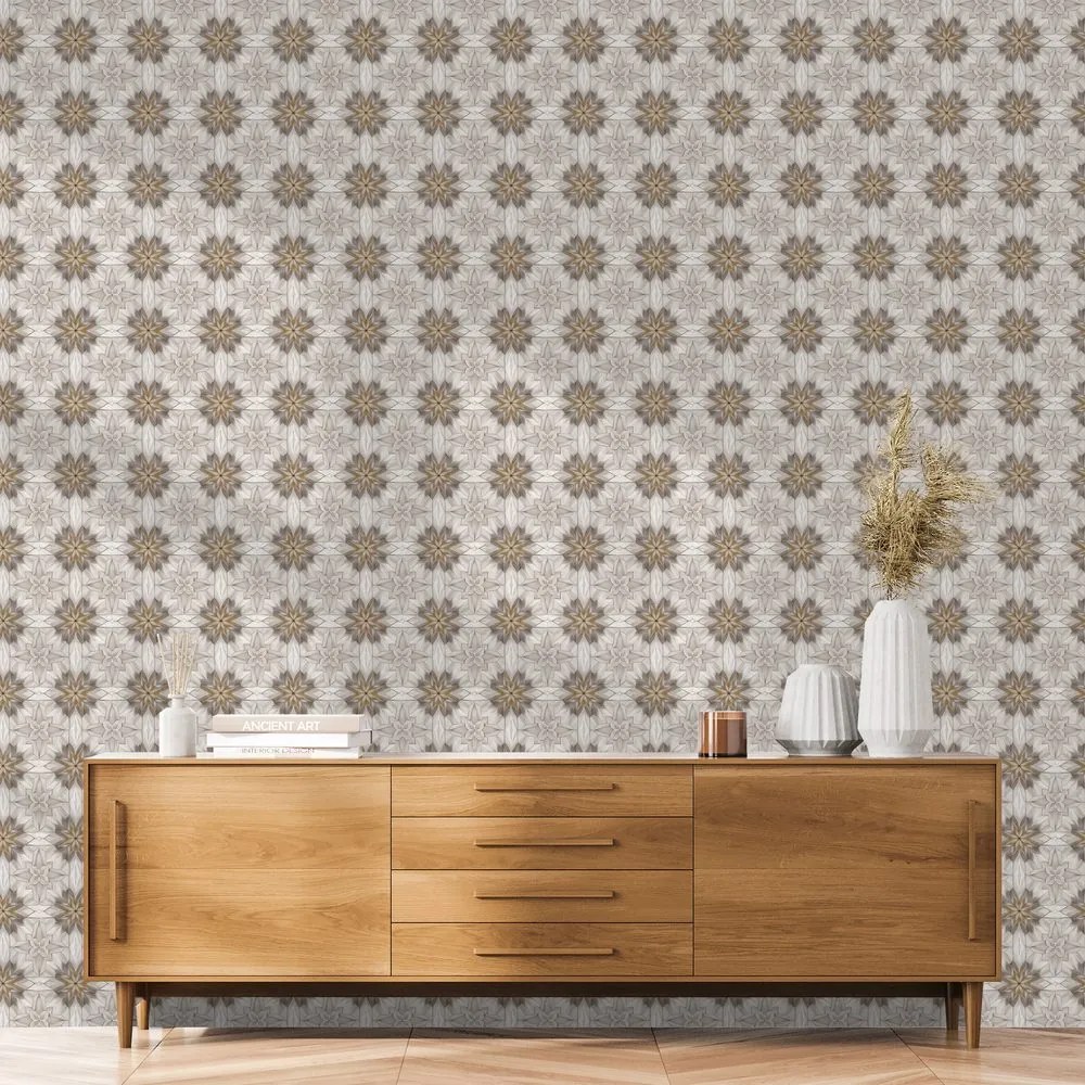 Samolepiaca tapeta hnedé kvetinové ornamenty