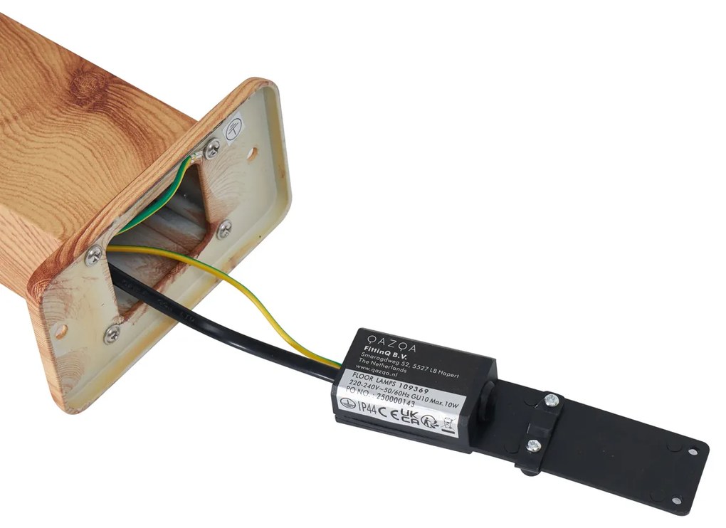 Moderná vonkajšia stojaca lampa hliníková s drevenou potlačou 65 cm IP44 - Baleno