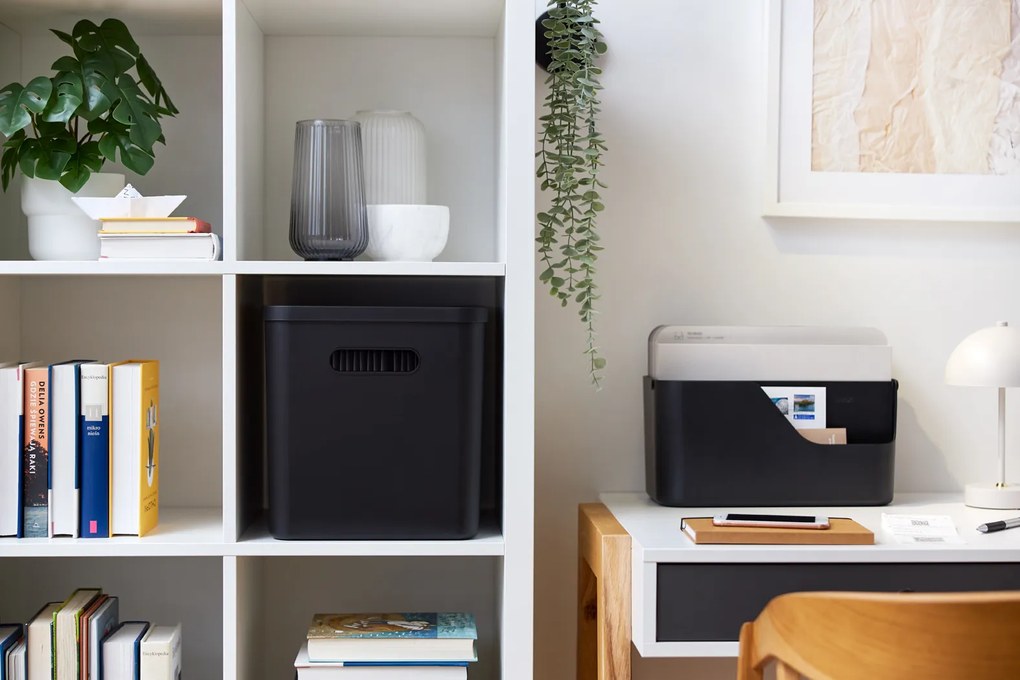 Rotho Úložný box na dokumenty na archiváciu + 10 závesných zakladačov, myPAPER BOX – čierny