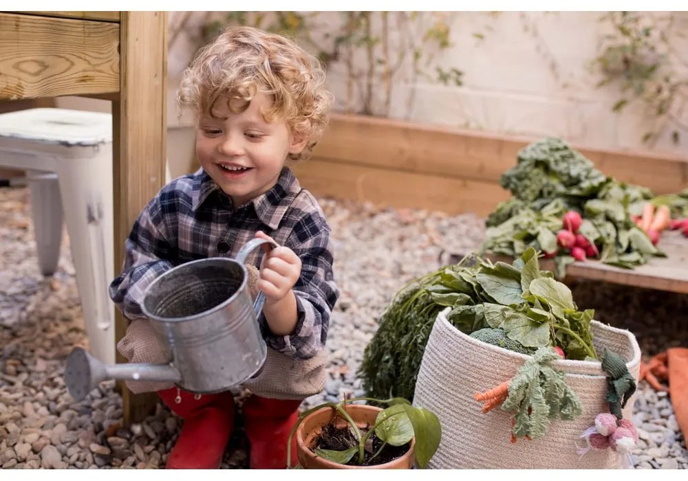 Krémový látkový detský kôš na hračky ø 30x23 cm Veggies – Lorena Canals