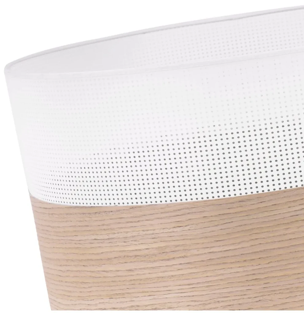 Závesné svietidlo Wood, 1x béžová dubová dýha/biele PVC tienidlo, (fi 40cm)