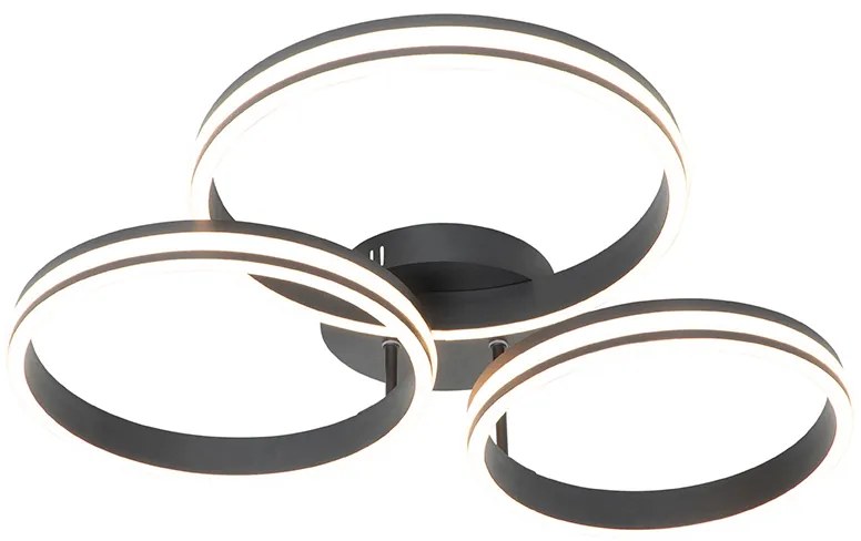 Stropné svietidlo čierne vrátane LED 3-stupňové stmievateľné 3-svetlo - Navara