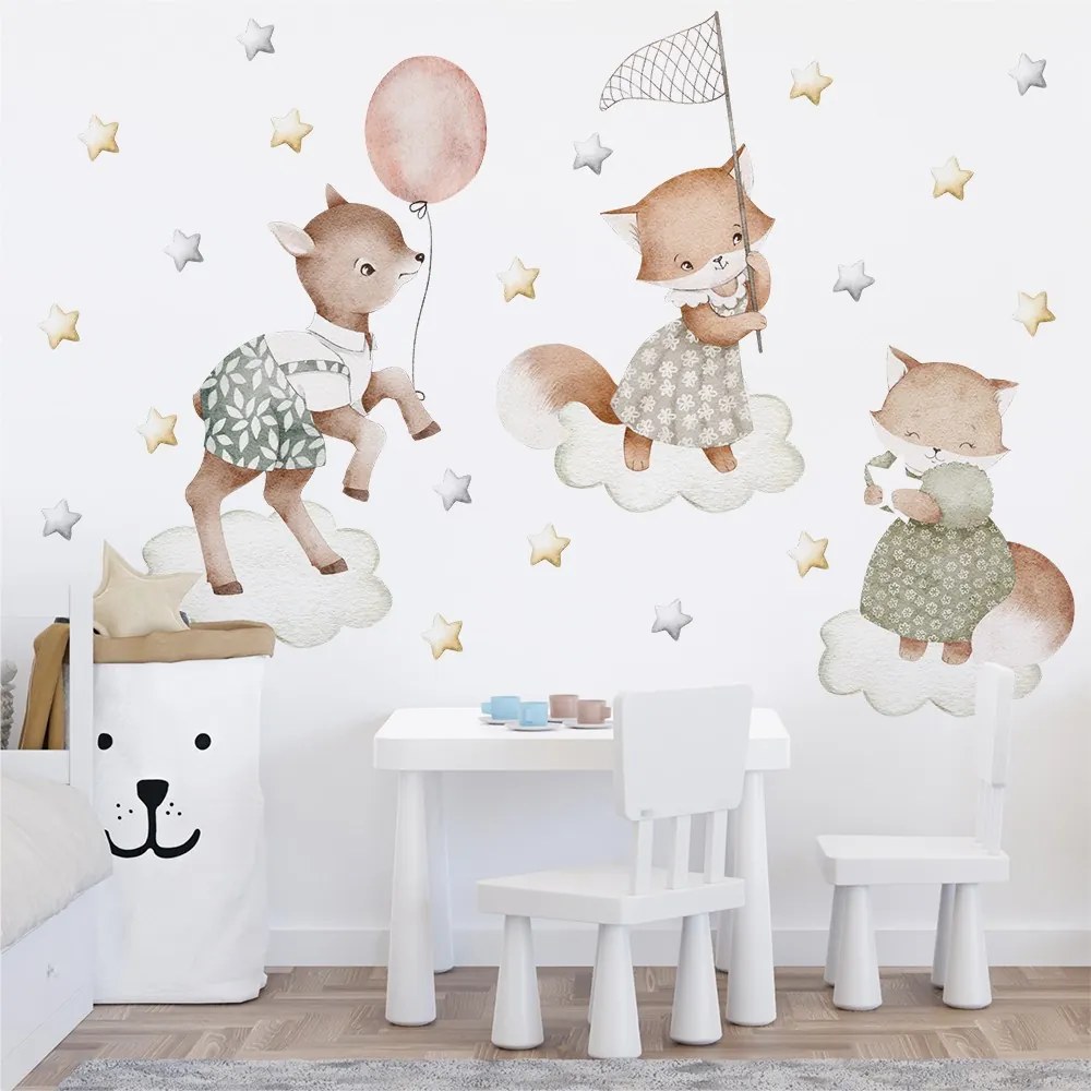 Gario Detská nálepka na stenu Dreamland - srnka a líšky