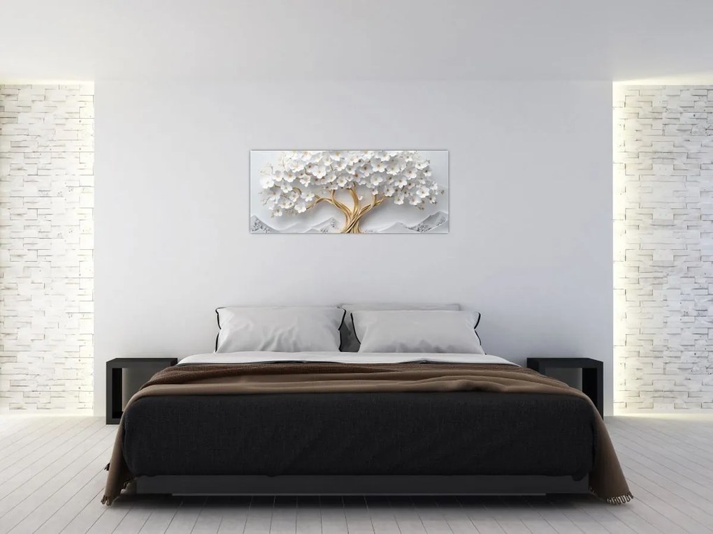 Obraz – 3D elegantný strom života plný kvetov (120x50 cm)