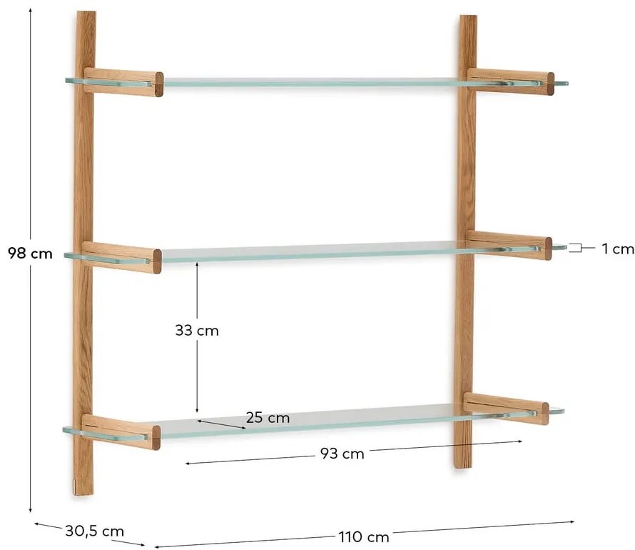 Sklenený modulárny policový systém v prírodnej farbe 110x98x30,5 cm Sitra – Kave Home