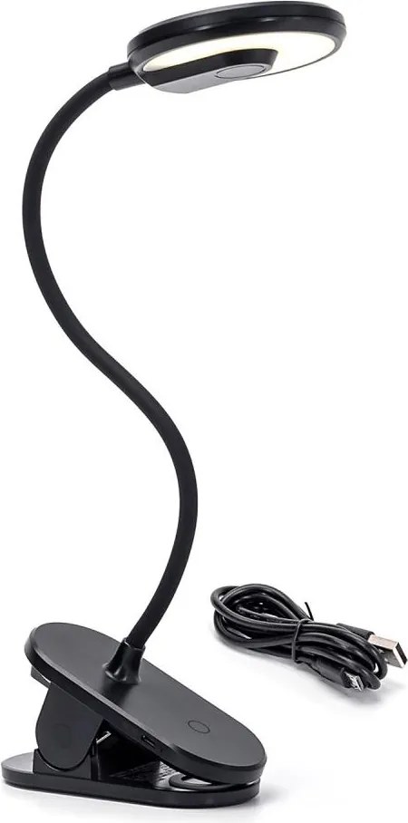 Aigostar - LED Stmievateľná nabíjacia stolná lampa s klipom LED/3W/5V 1800mAh čierna