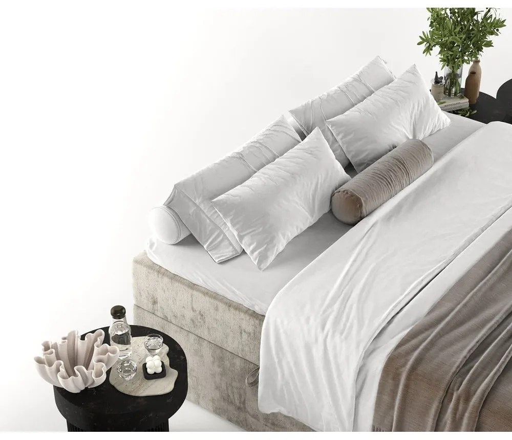Svetlohnedá boxspring posteľ s úložným priestorom 160x200 cm Yoko – Maison de Rêve