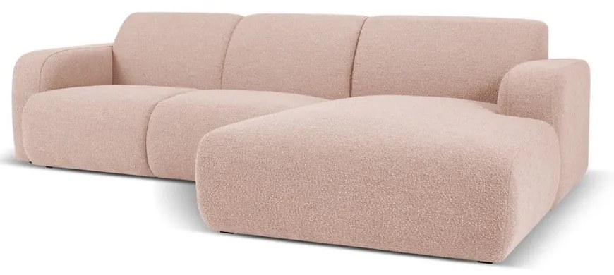 Ružová rohová pohovka z textílie bouclé (pravý roh) Molino – Micadoni Home
