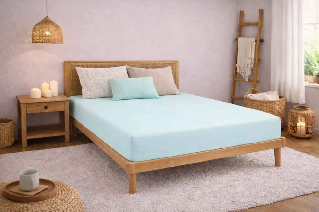 Kvalitex Luxusné bavlnené JERSEY prestieradlo s lycrou 90x200 cm - mentolové