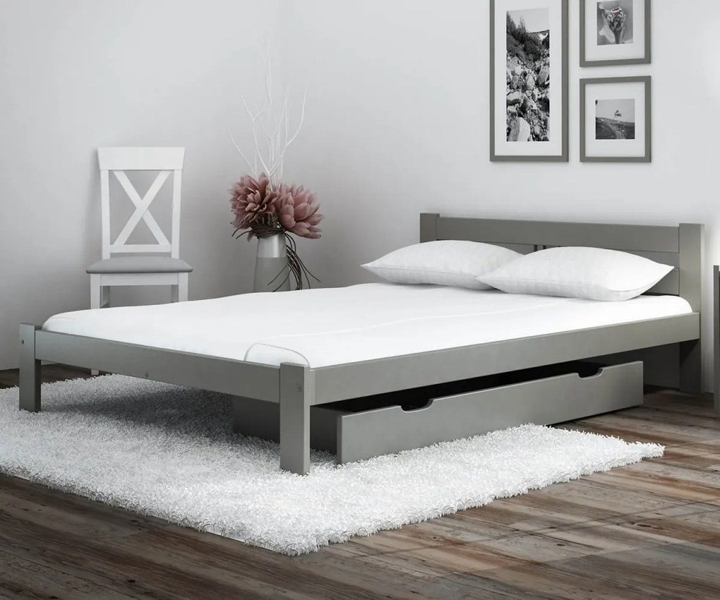 Posteľ borovica ESM1 VitBed 120x200cm masív šedá | AMI Nábytok