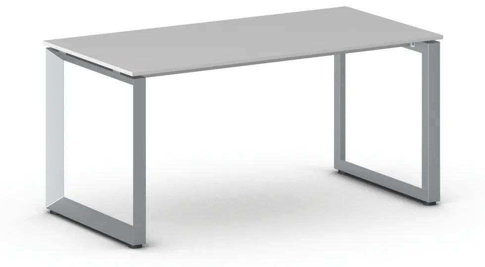 Kancelársky stôl PRIMO INSPIRE, sivostrieborná podnož, 1600 x 800 mm, sivá