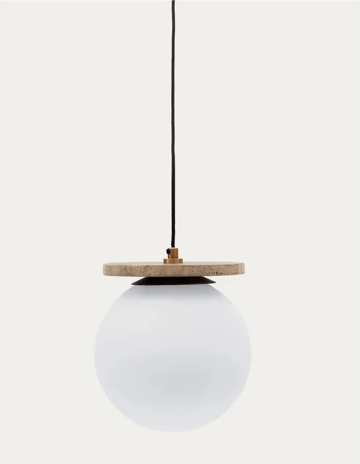 Biele závesné svietidlo so skleneným tienidlom ø 20 cm Malachi – Kave Home