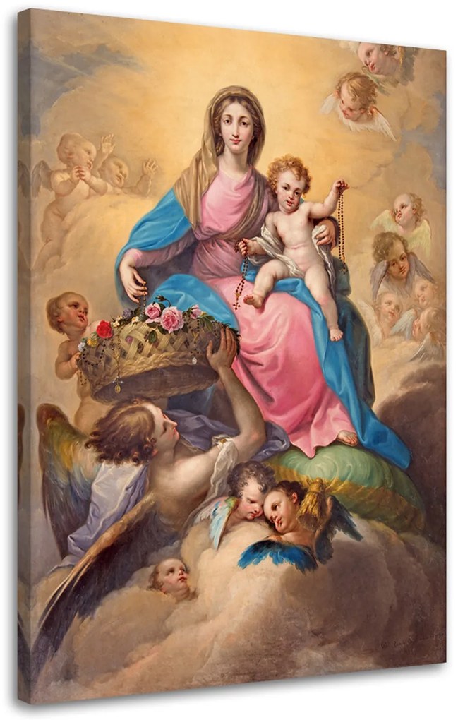 Gario Obraz na plátne Panna Mária a dieťa medzi anjelmi, Segovia Rozmery: 80 x 120 cm