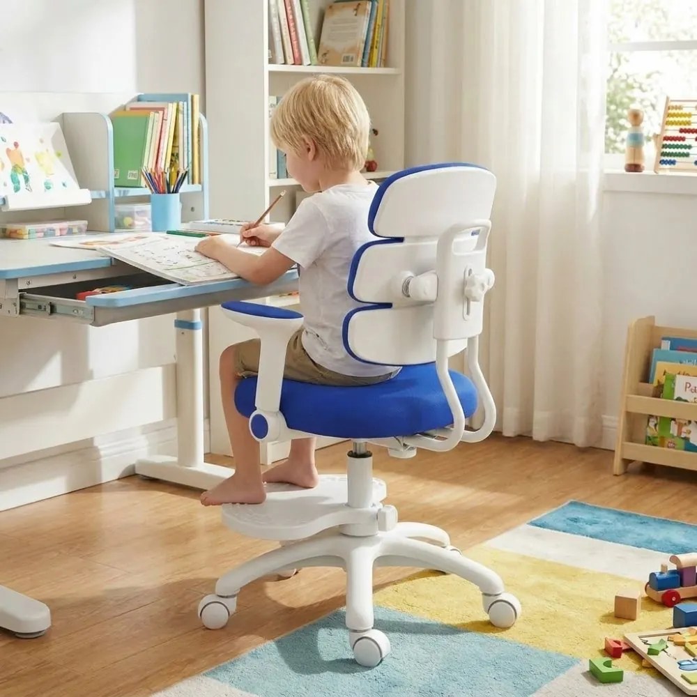 Detská rastúca stolička Neoseat KIDDY THREE — látka, prateľný poťah, tmavo modrá