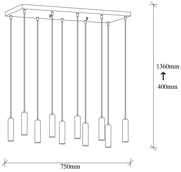 Závesný luster TEMPO na lanku 10xE27/40W/230V zlatý