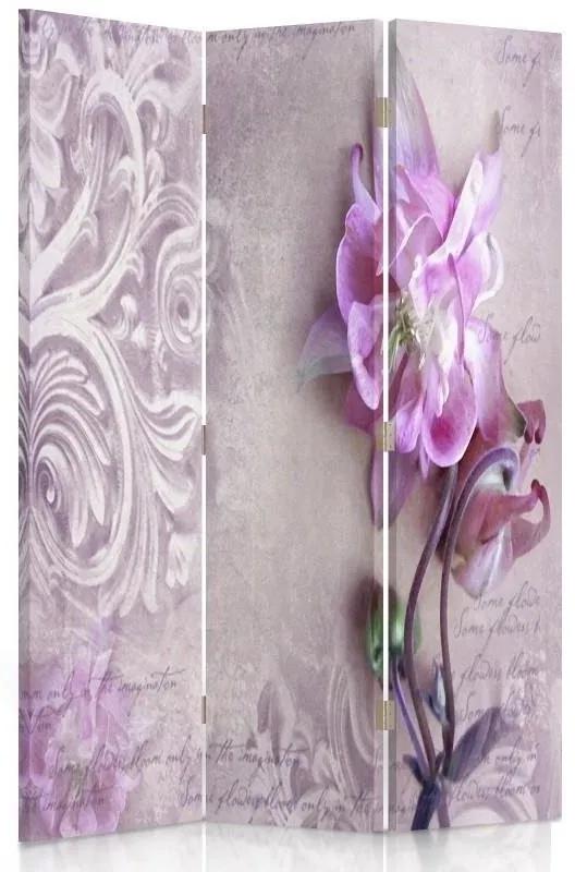 Ozdobný paraván Růžová orchidej - 110x170 cm, trojdielny, klasický paraván