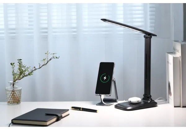 Immax 09106L - LED stmievateľná stolná lampa s bezdrôtovým nabíjaním QI LUMI LED/7W/230V čierna