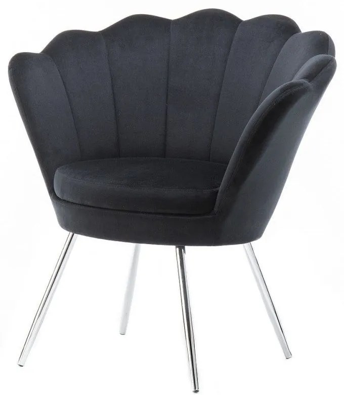 LuxuryForm DESIGN Kreslo FREY VELUR so striebornými nohami - čierne